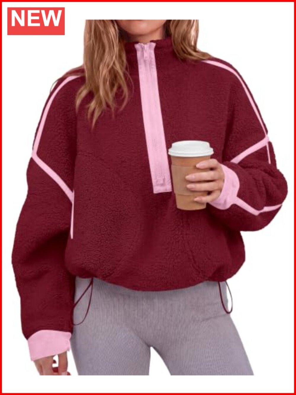 KIRUNDO Womens Half Zip Fleece Pullover Sherpa Sweatshirt